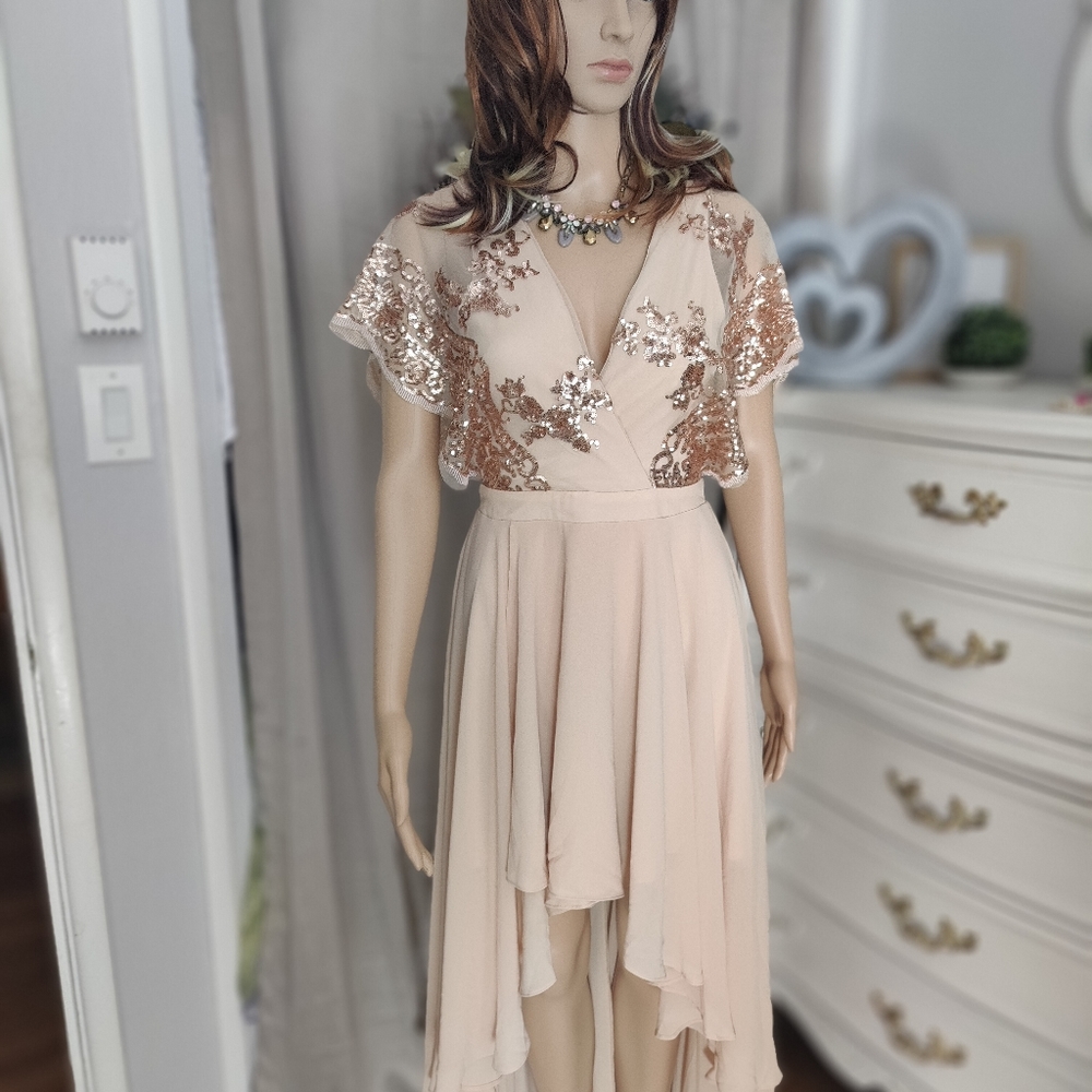 NWT Hello Molly Rose Gold Hi Lo Mardi Gras Ball